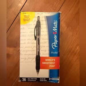 Paper Mate Ballpoint Pen, Retractable, Bold 1.4 mm, Black Ink, 36/Box